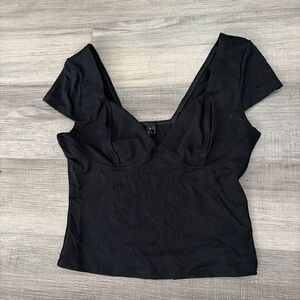 Amazon Black V-Neck Crop Top